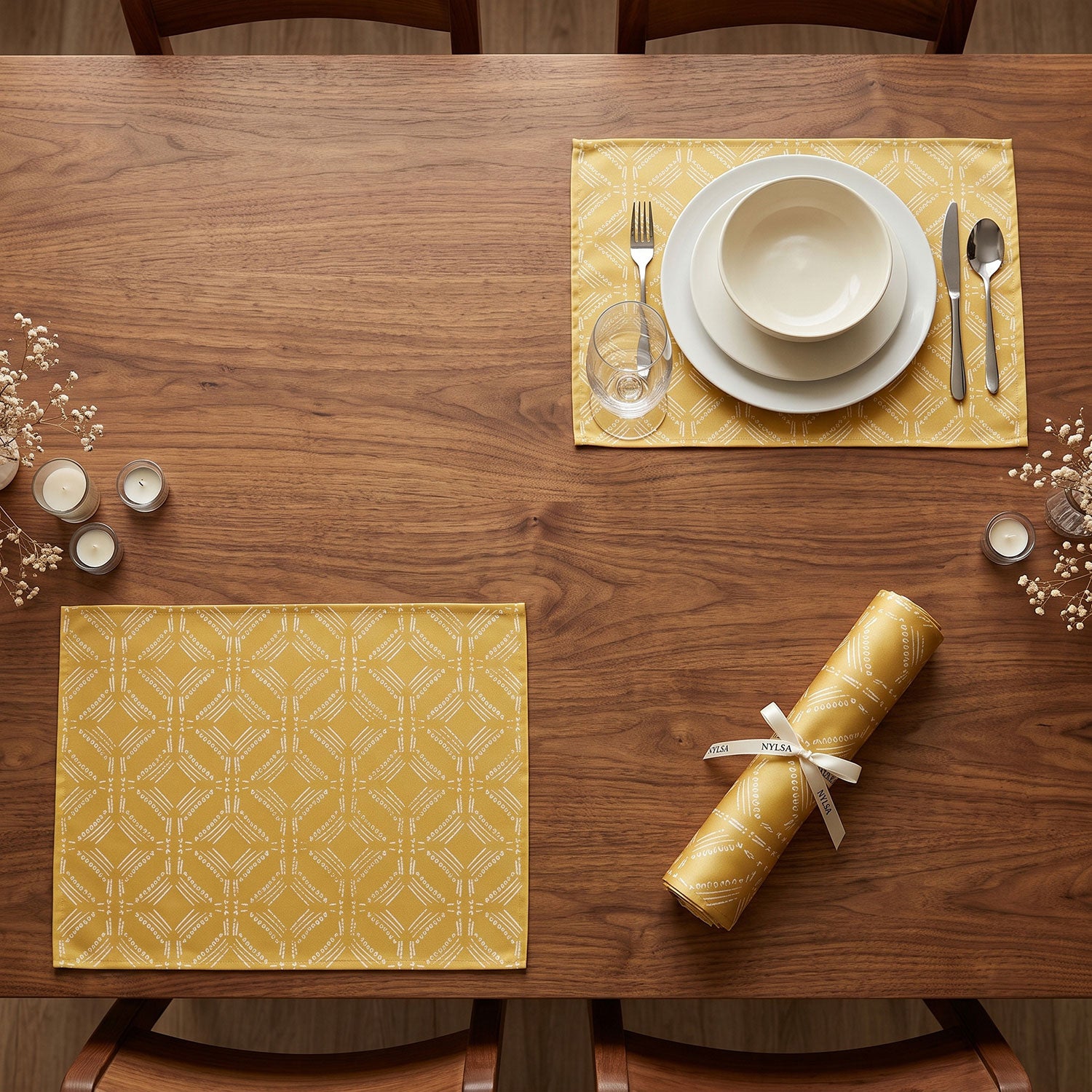 Marigold dining table mats and placemats by Nylsa