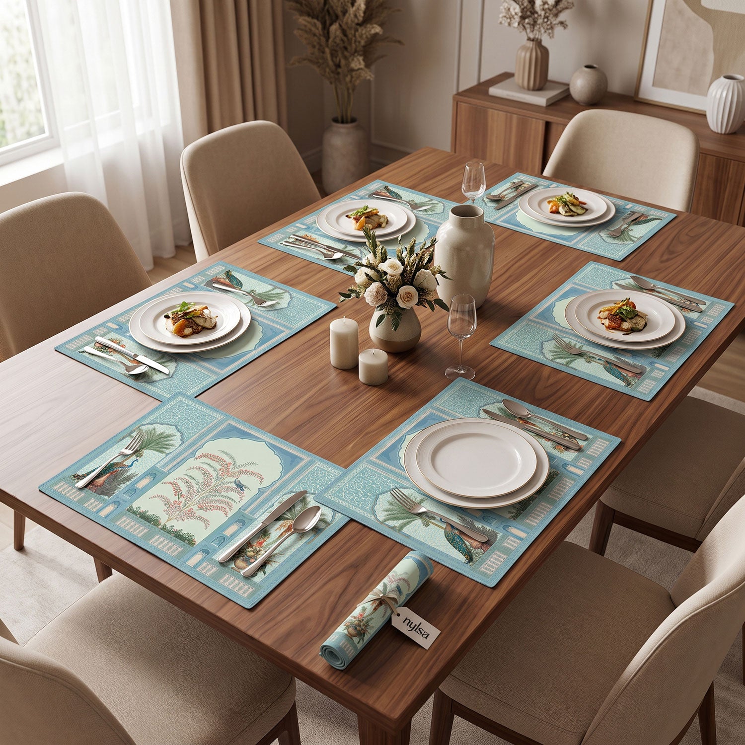 Afsana dining table mats and placemats by Nylsa