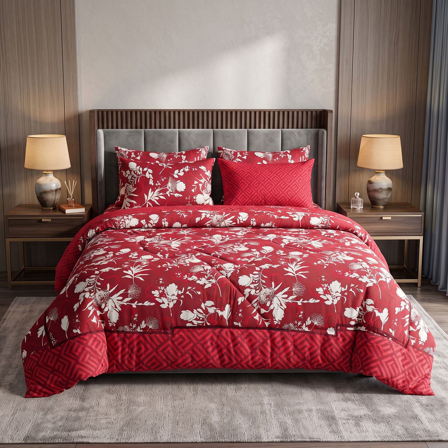 Scarlet 6 Pcs quilted comforter set by Nylsa
