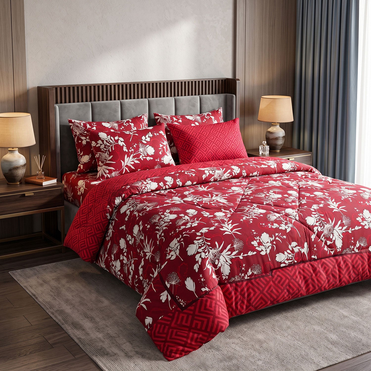 Scarlet 6 Pcs quilted comforter set by Nylsa
