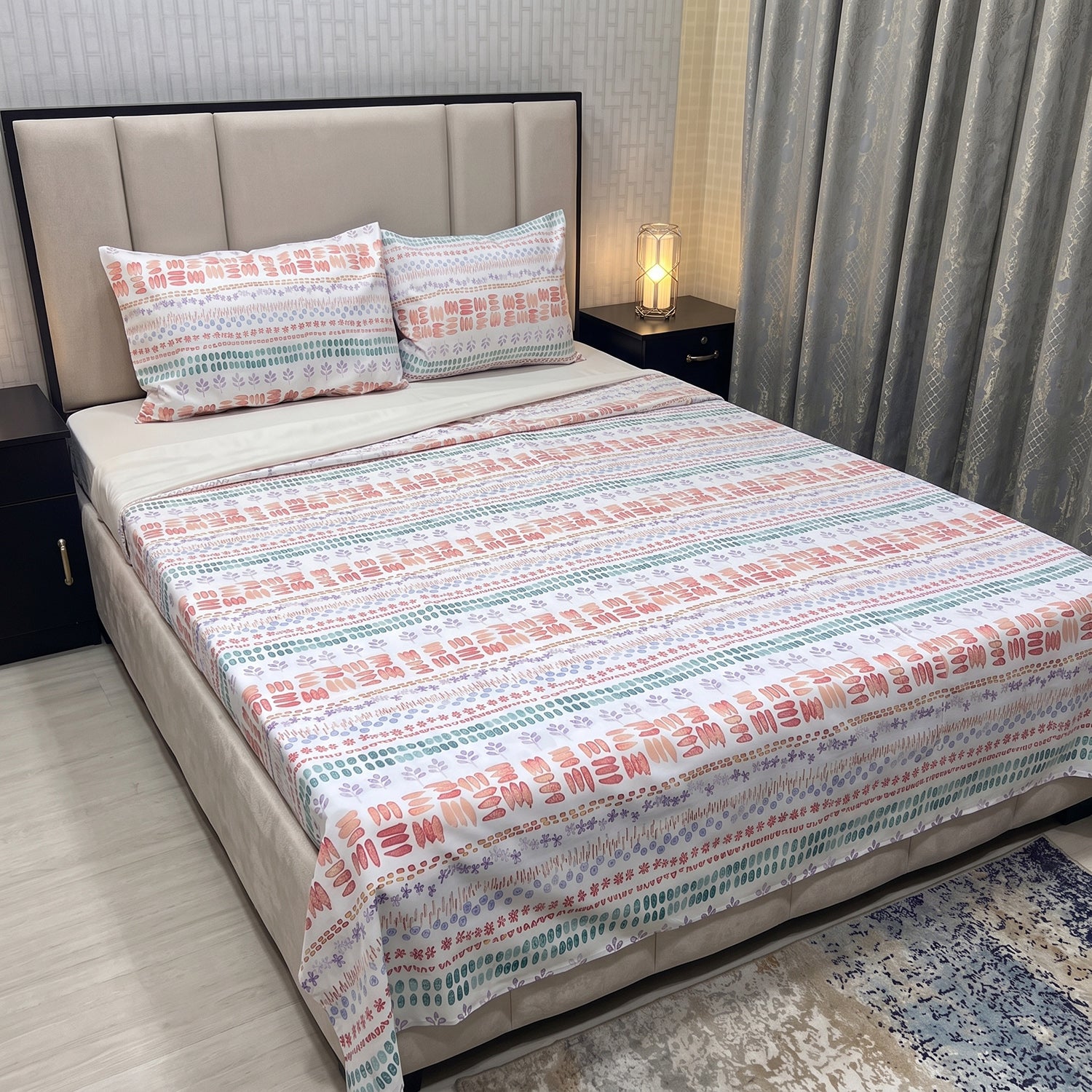 Fiesta Printed Bed Sheet Set – King Size 3 Pcs