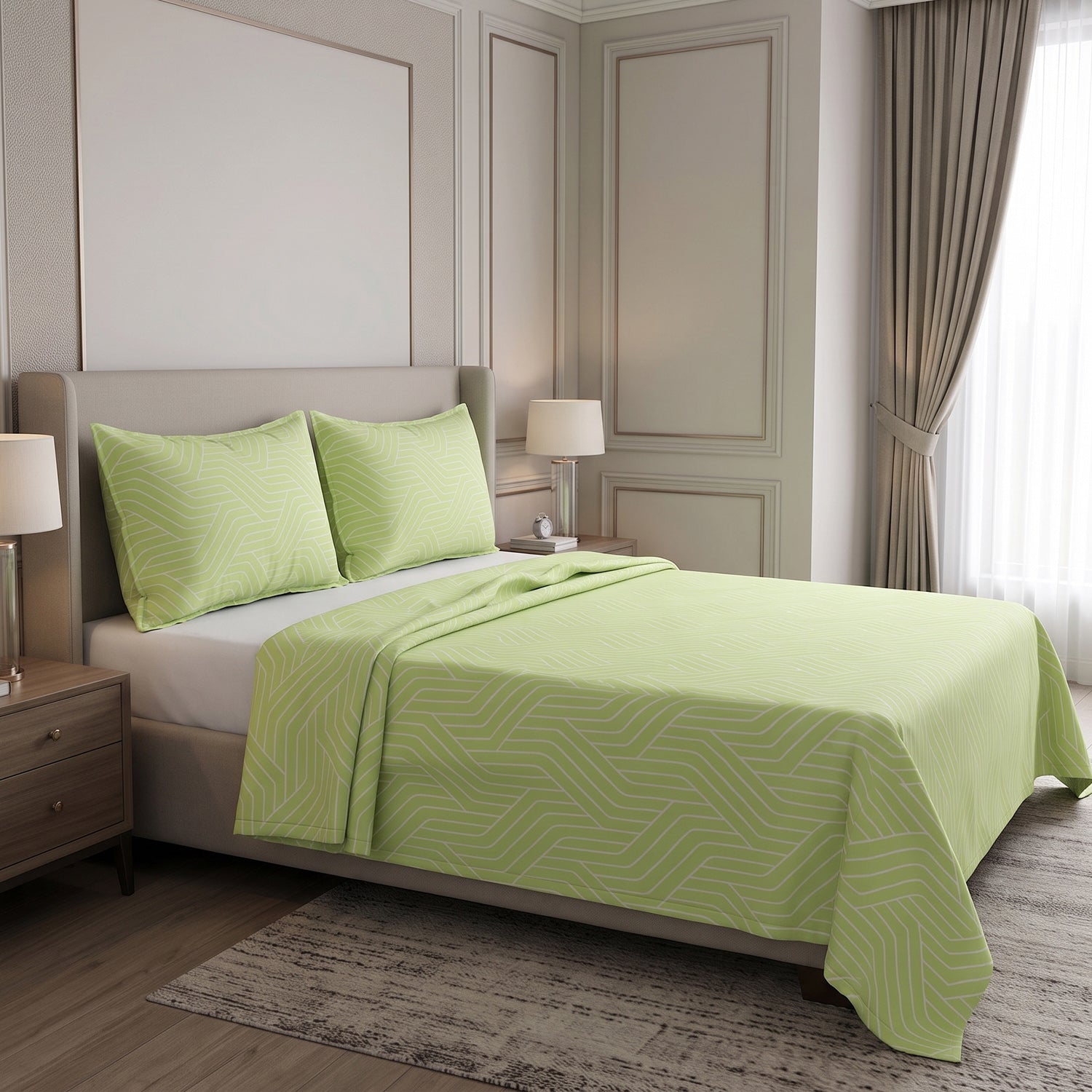 Limewave Printed Bed Sheet Set – King Size 3 Pcs