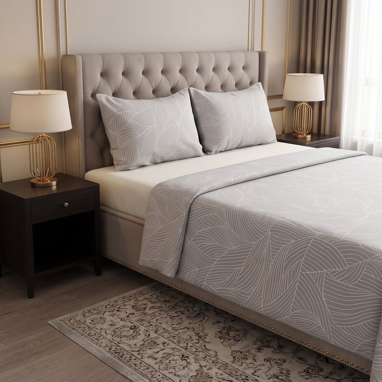Willow Printed Bed Sheet Set – King Size 3 Pcs