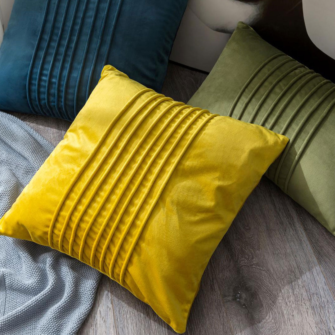 Pleated multicolor velvet cushion covers set of 3 by Nylsa