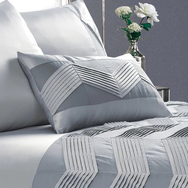Serenity Grey Pleated 6Pcs quilt cover set by Nylsa