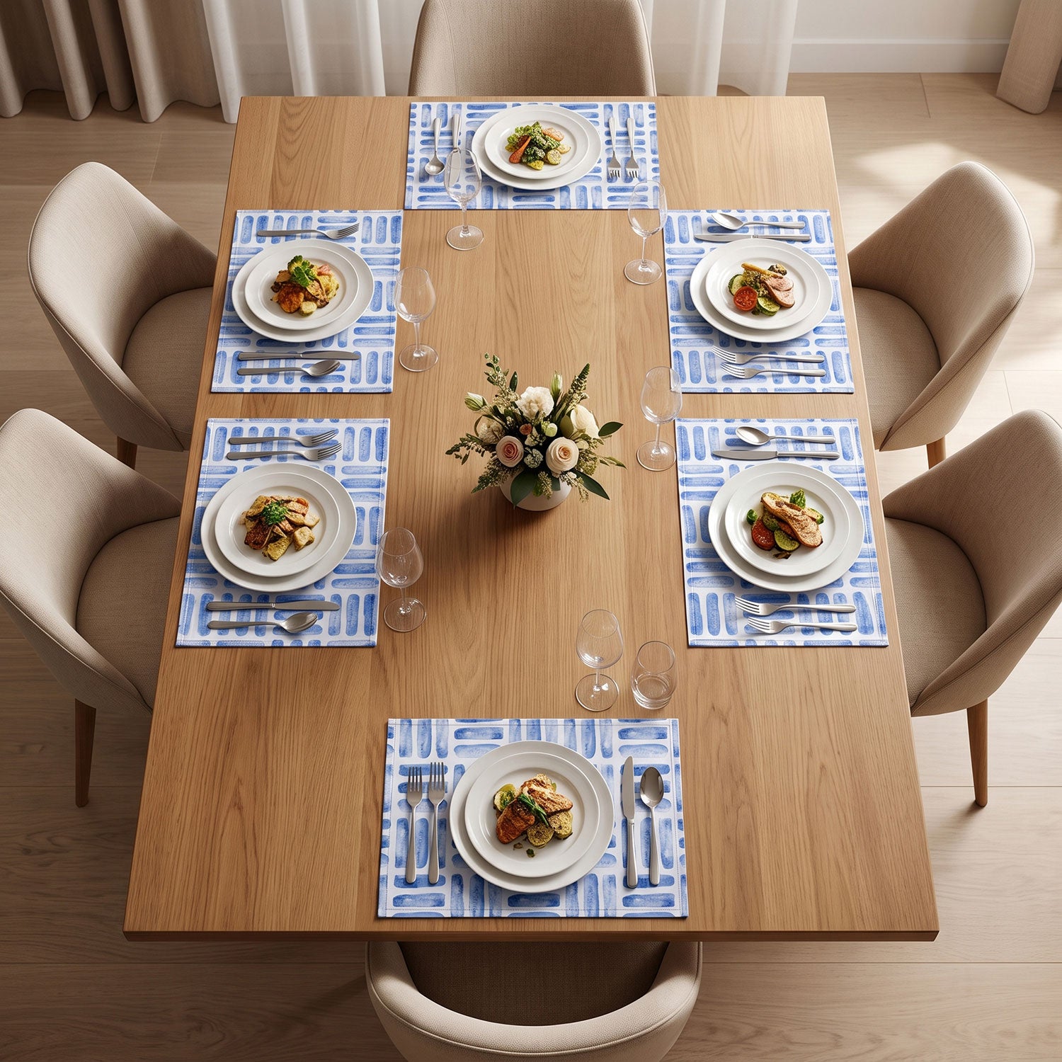 Indigo dining table mats and placemats by Nylsa