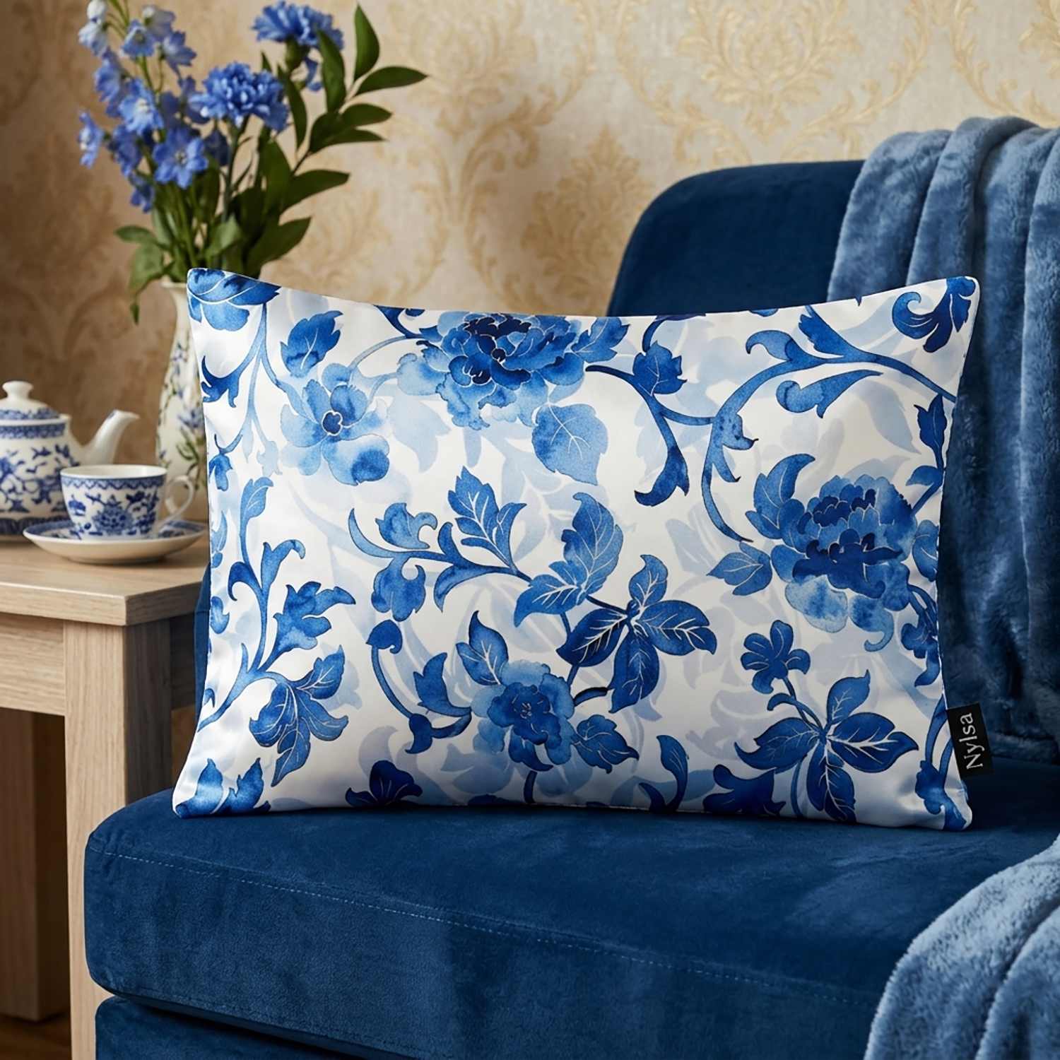Bluevine decorative cushion cover 12x20 by Nylsa