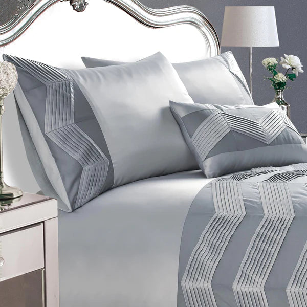 Serenity Grey Pleated 6Pcs quilt cover set by Nylsa
