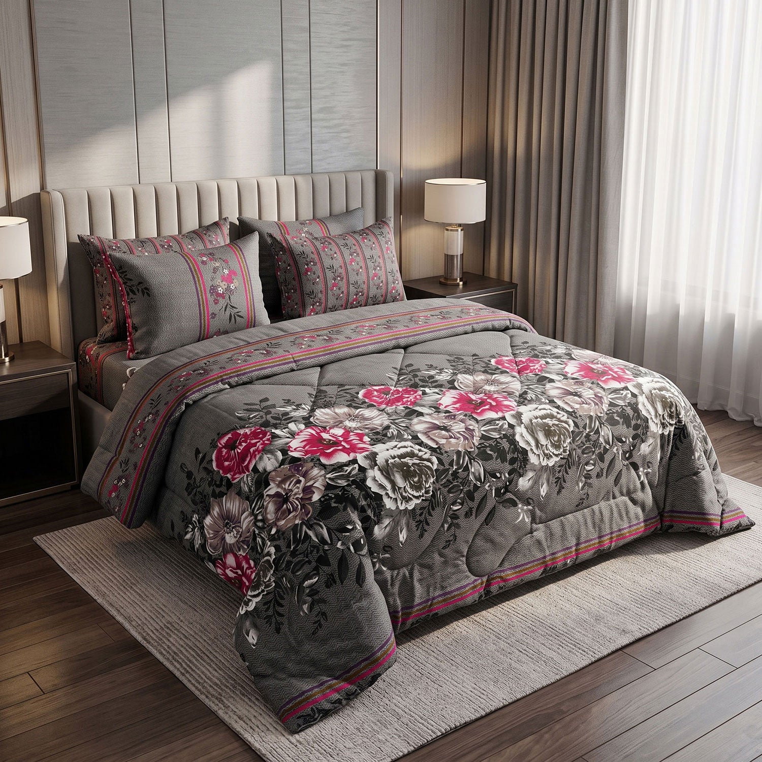 Peonia 6 Pcs quilted comforter set by Nylsa
