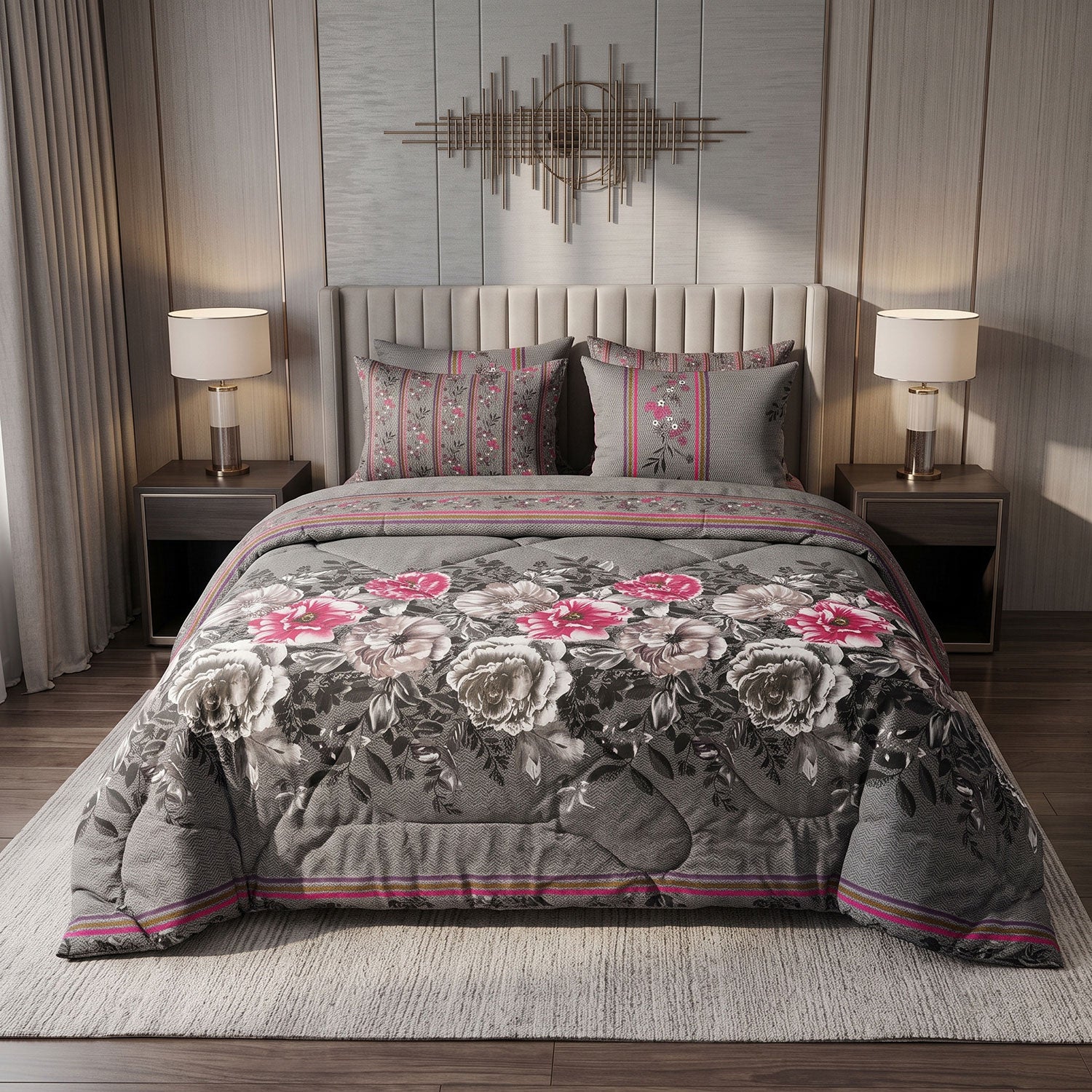 Peonia 6 Pcs quilted comforter set by Nylsa