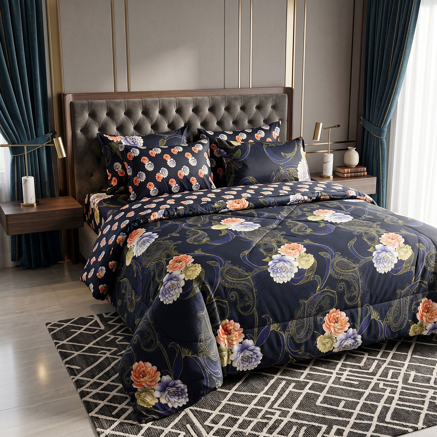 Paisley 6 Pcs quilted comforter set by Nylsa