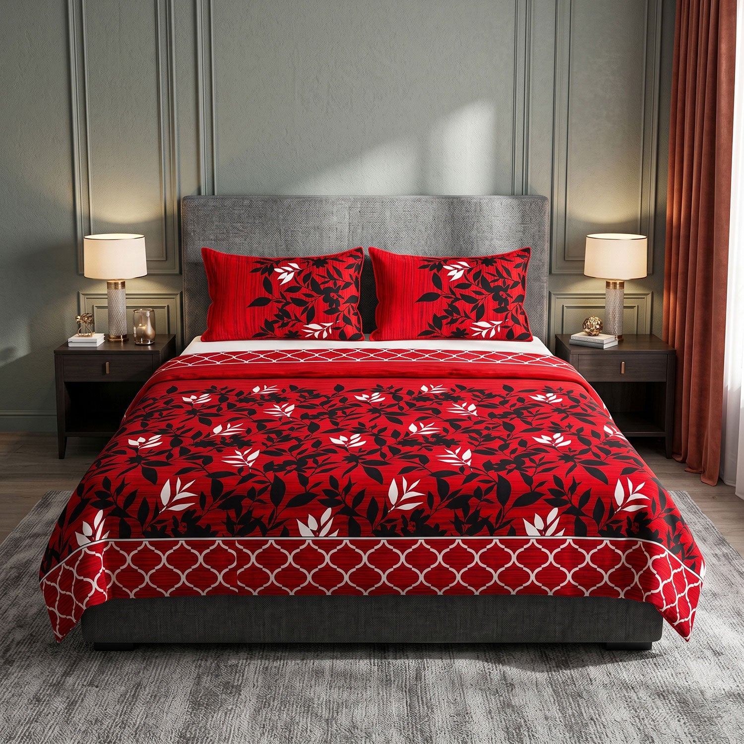 Crimson 3 Pcs King bed sheet set by Nylsa