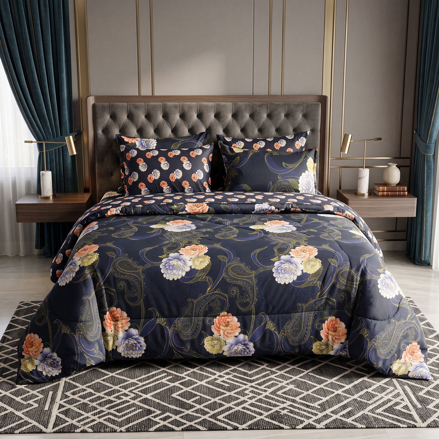 Paisley 6 Pcs quilted comforter set by Nylsa