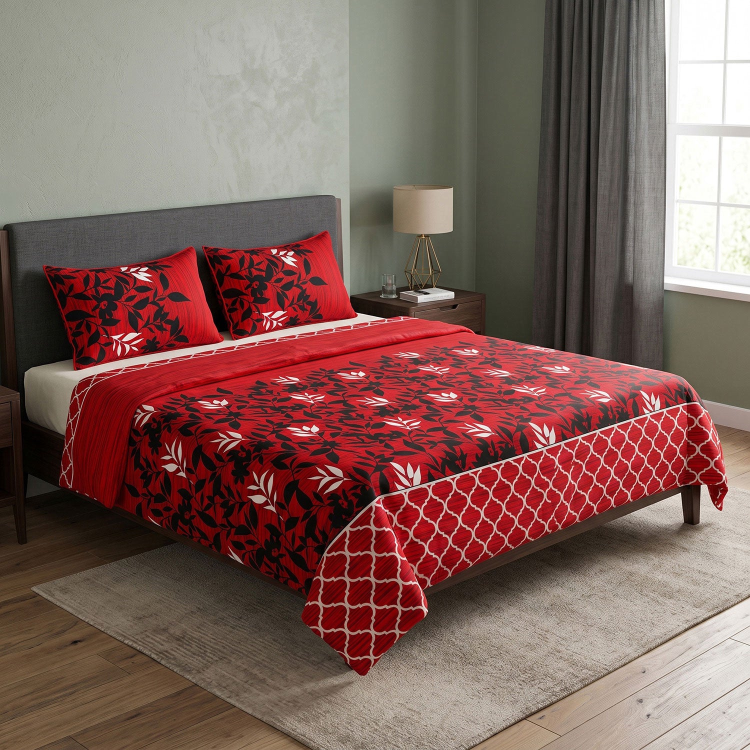 Crimson 3 Pcs King bed sheet set by Nylsa