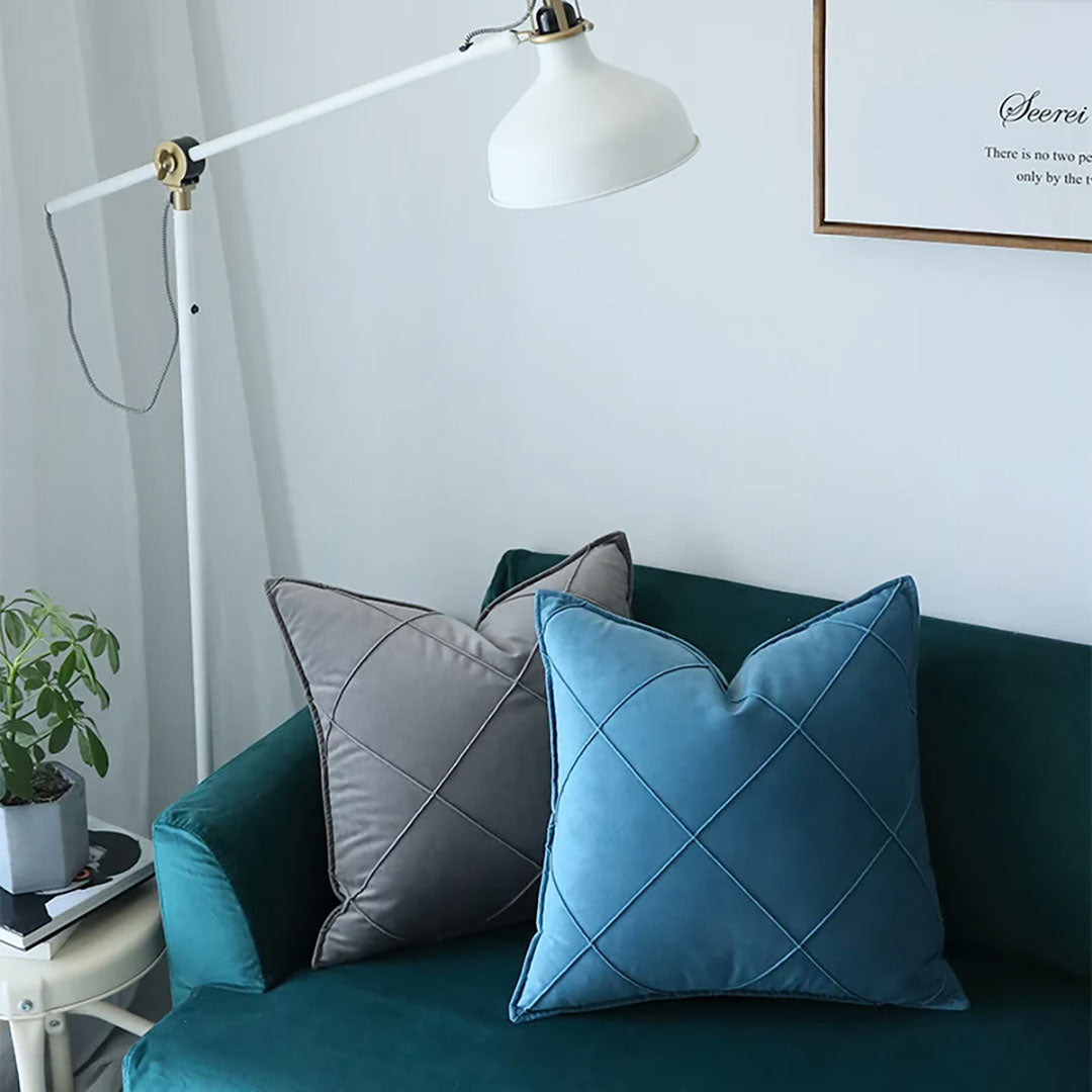 Diagonal Lattice velvet cushion covers set of 2 by Nylsa