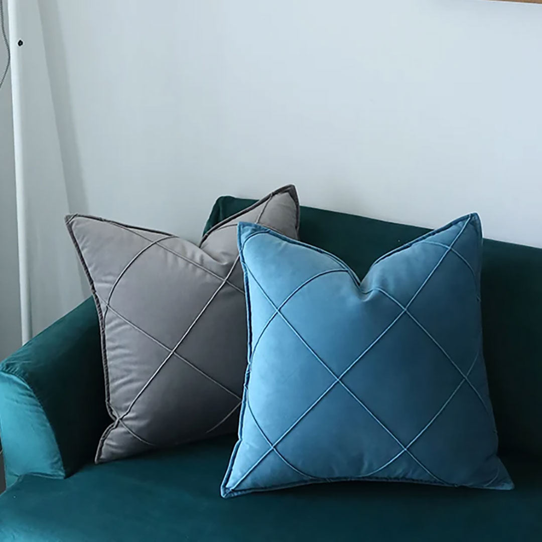 Diagonal Lattice velvet cushion covers set of 2 by Nylsa