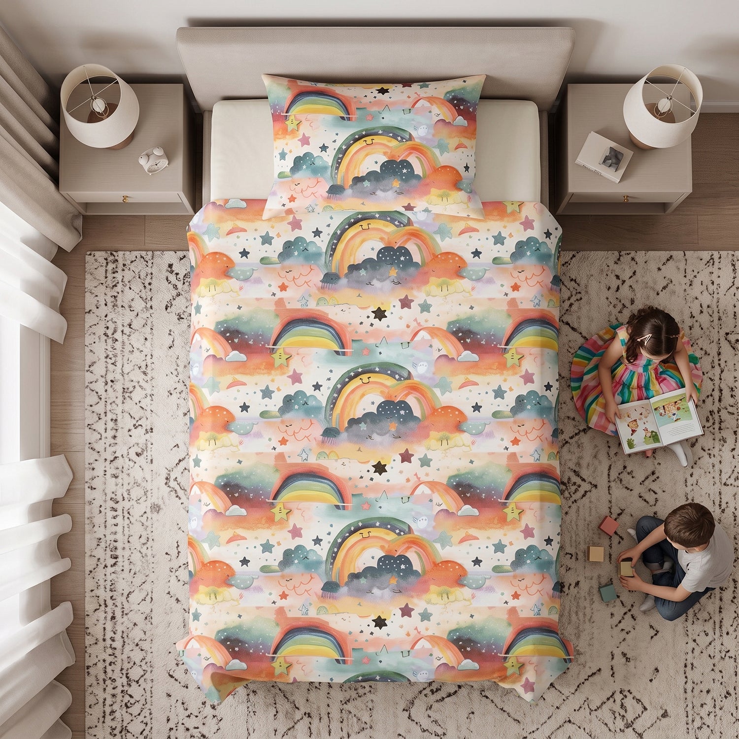 Cloudia kids printed bedsheet set 2 pcs by Nylsa