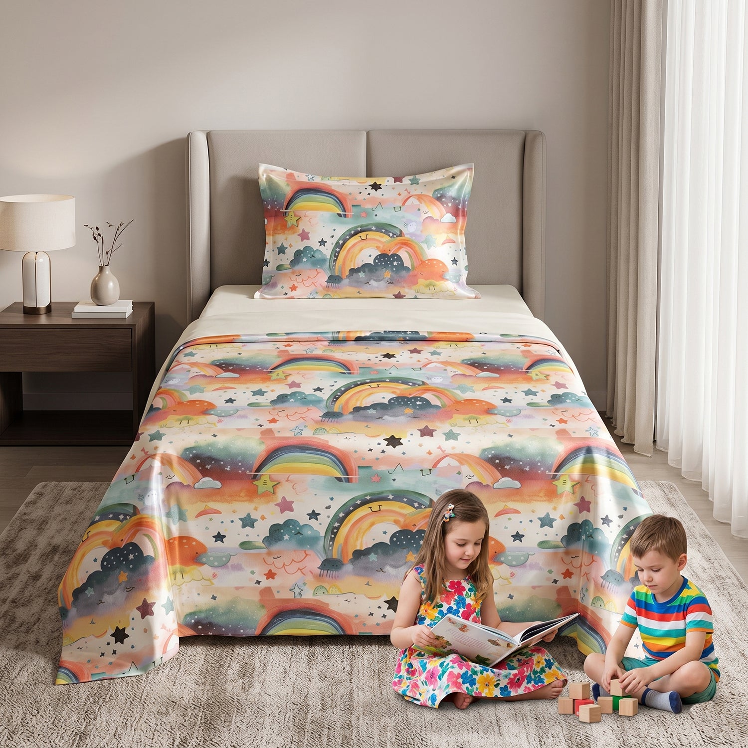 Cloudia kids printed bedsheet set 2 pcs by Nylsa