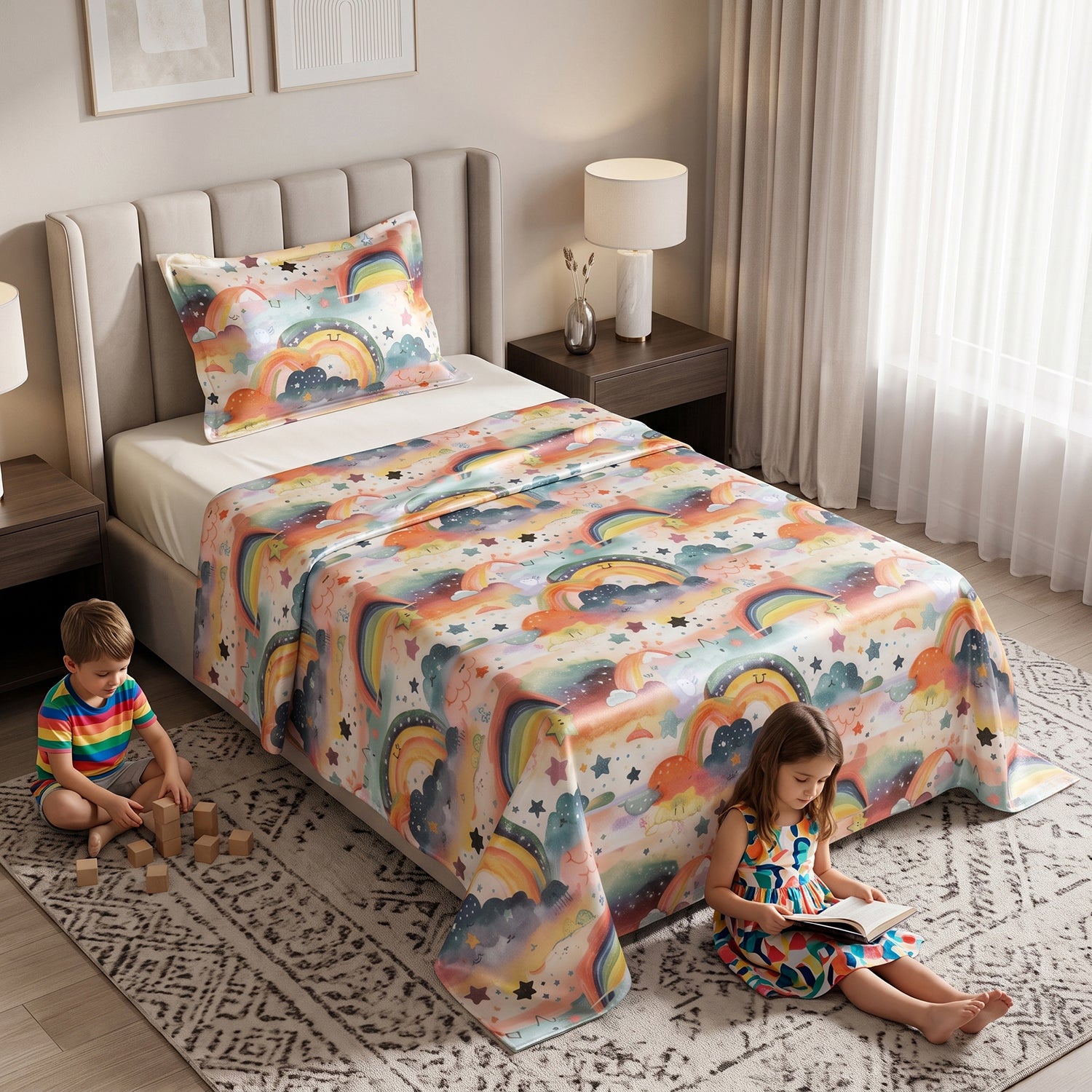 Cloudia kids printed bedsheet set 2 pcs by Nylsa