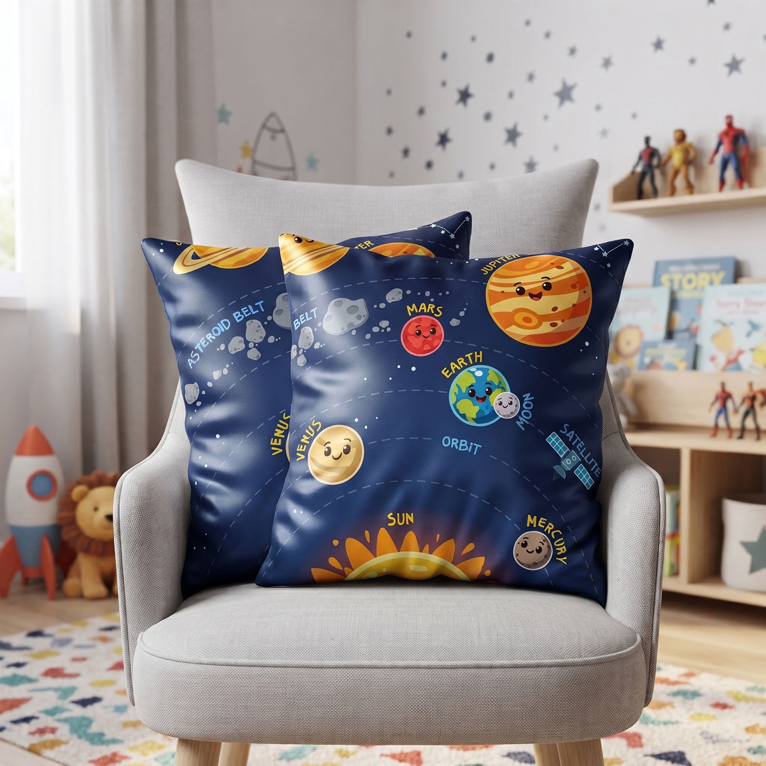 Solar kids printed cushion cover by Nylsa