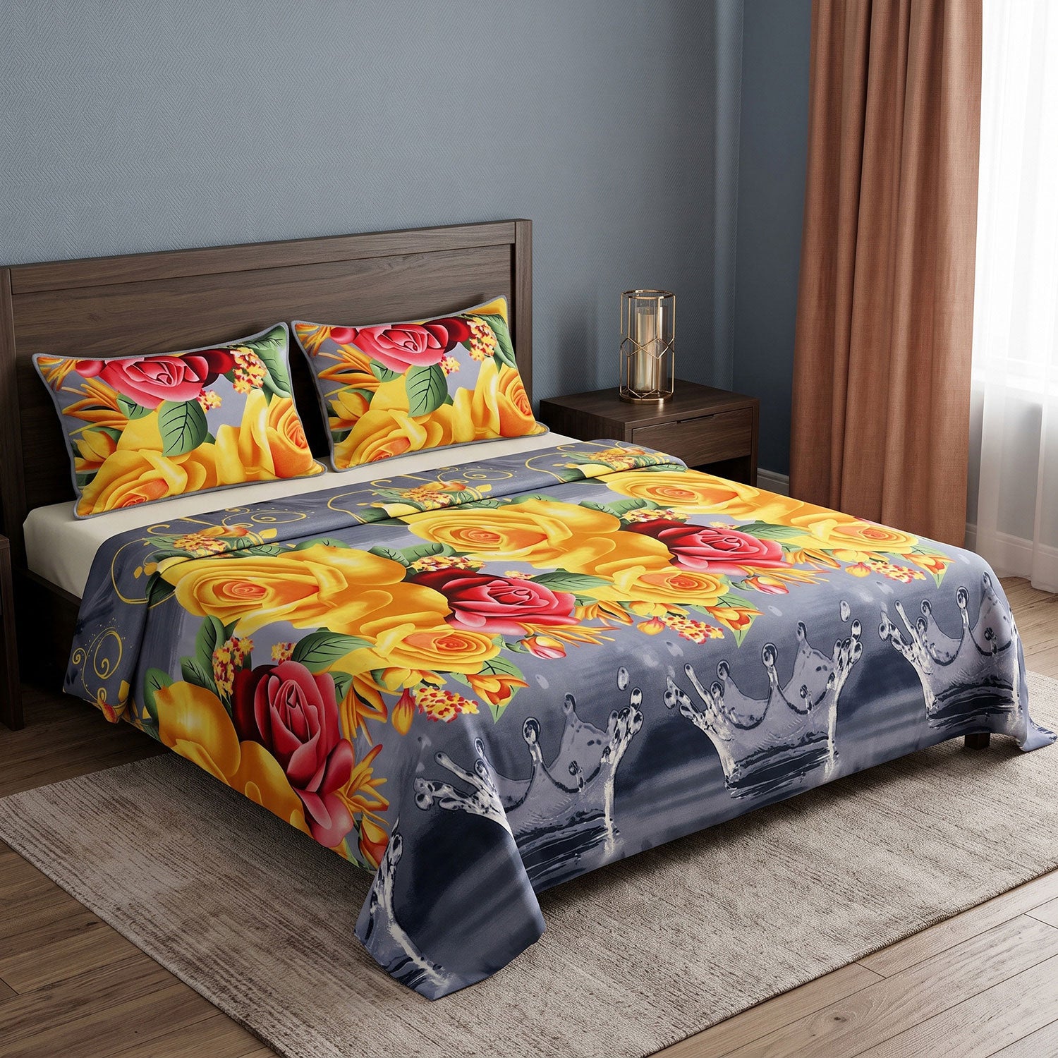 Goldblossom 3 Pcs King bed sheet set by Nylsa