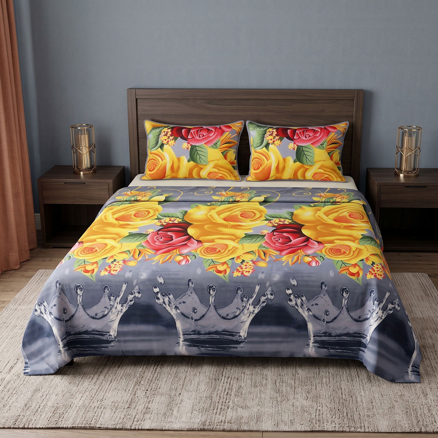 Goldblossom 3 Pcs King bed sheet set by Nylsa