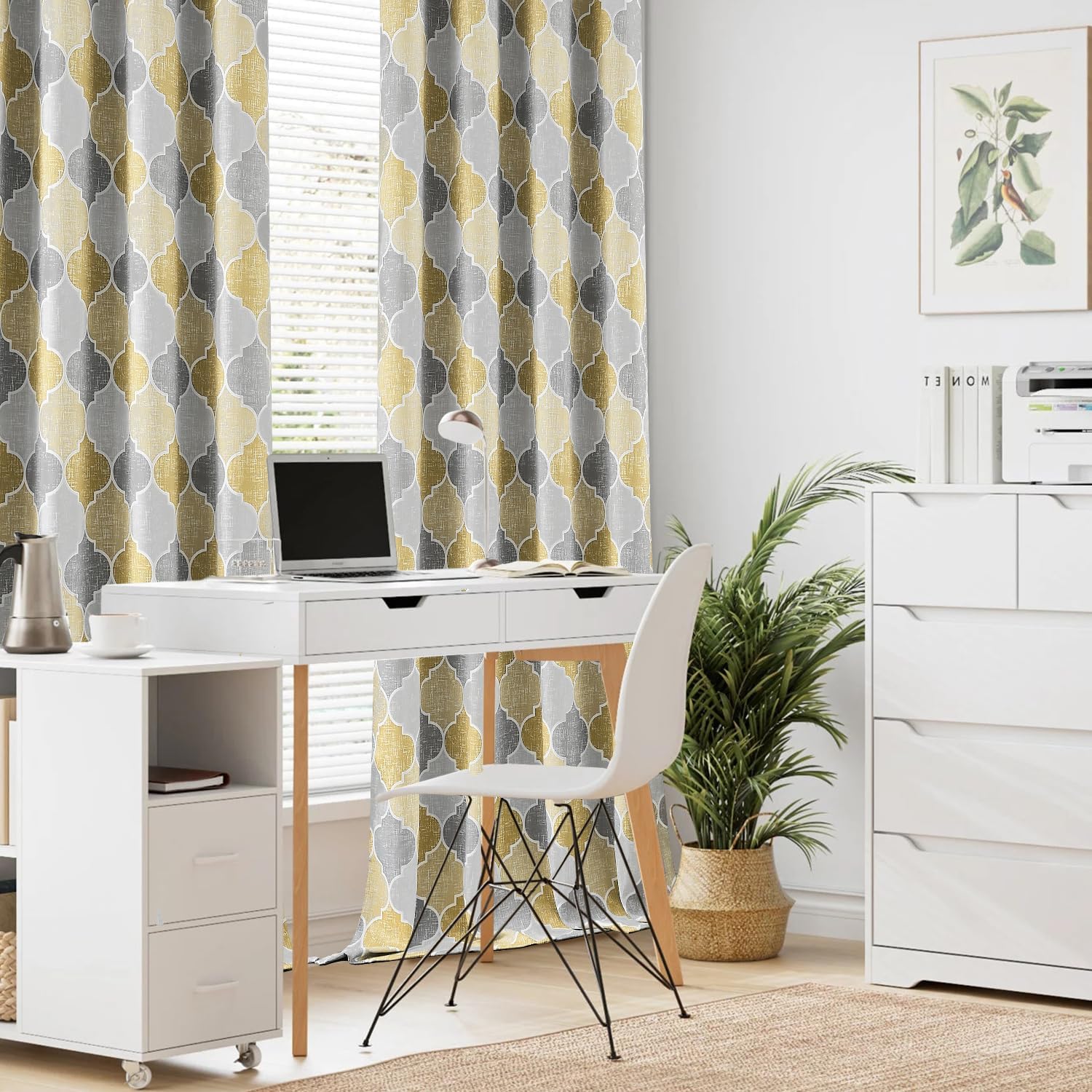 Arabesque Digital Printed Eyelet Curtains – Pair