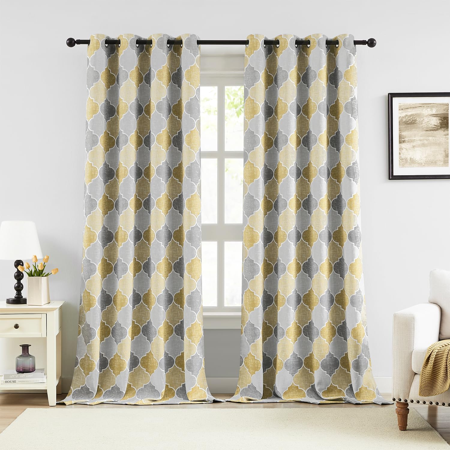 Arabesque Digital Printed Eyelet Curtains – Pair