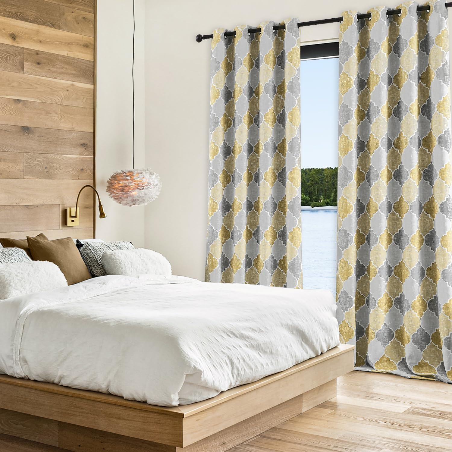 Arabesque Digital Printed Eyelet Curtains – Pair