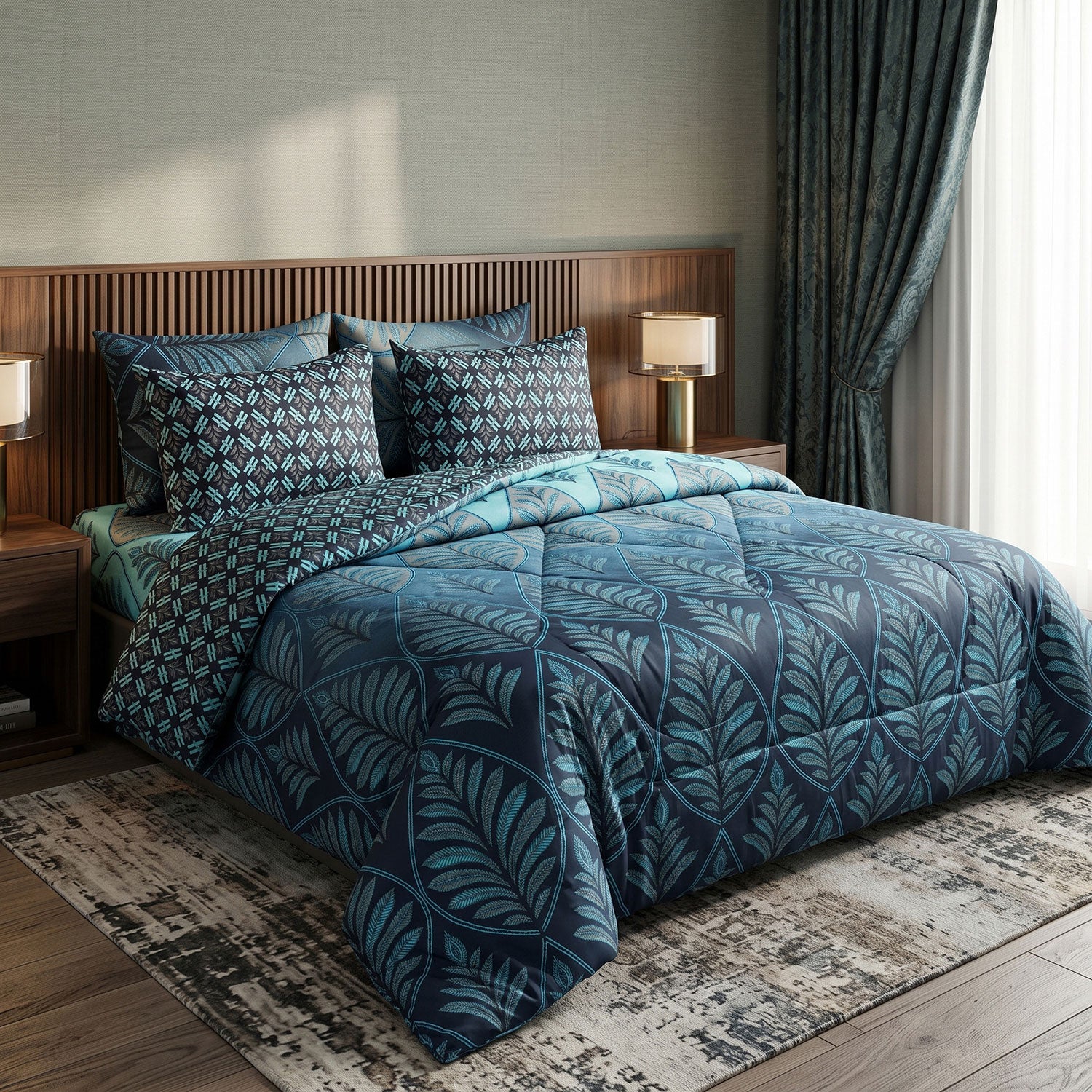 Cyanite 6 Pcs quilted comforter set by Nylsa
