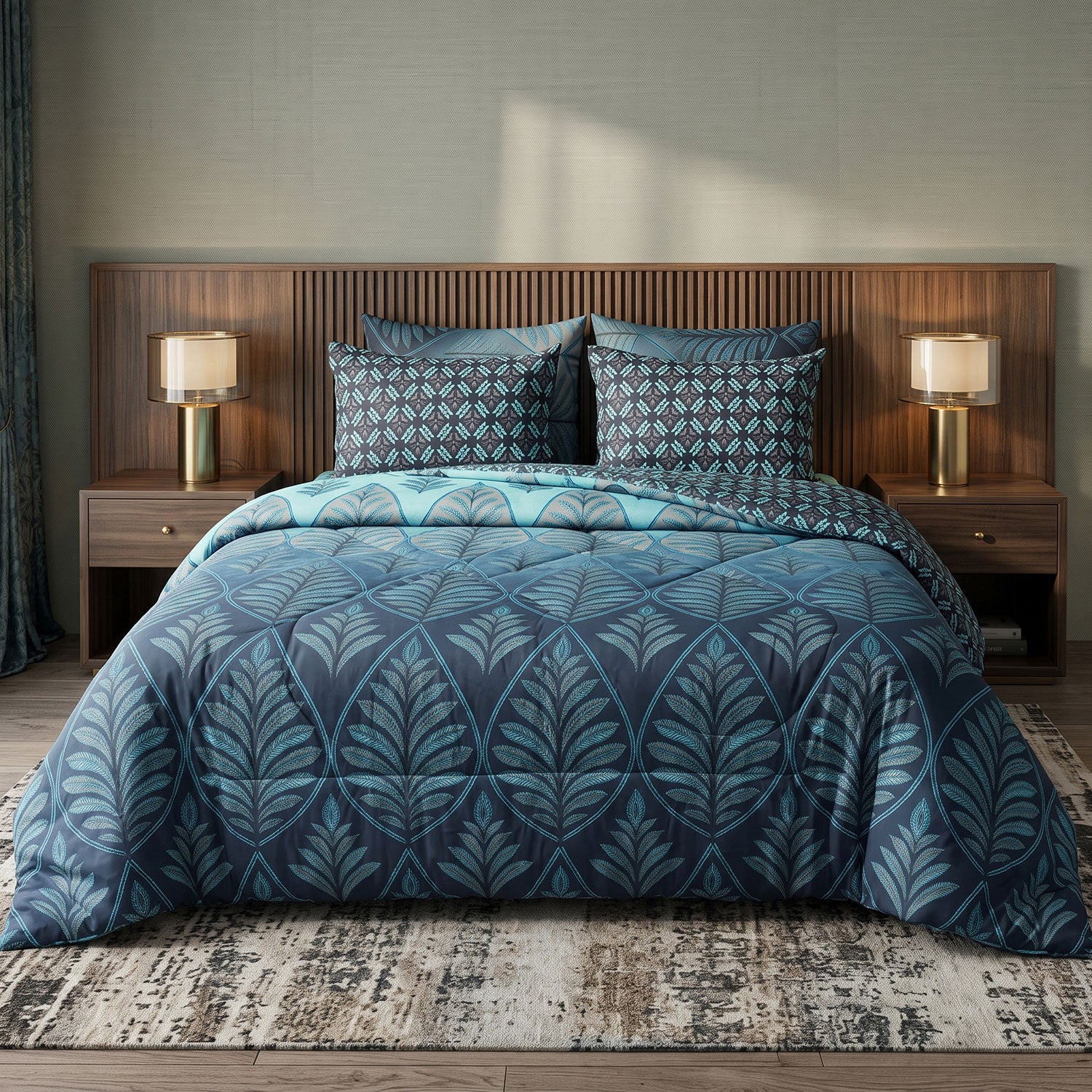 Cyanite 6 Pcs quilted comforter set by Nylsa