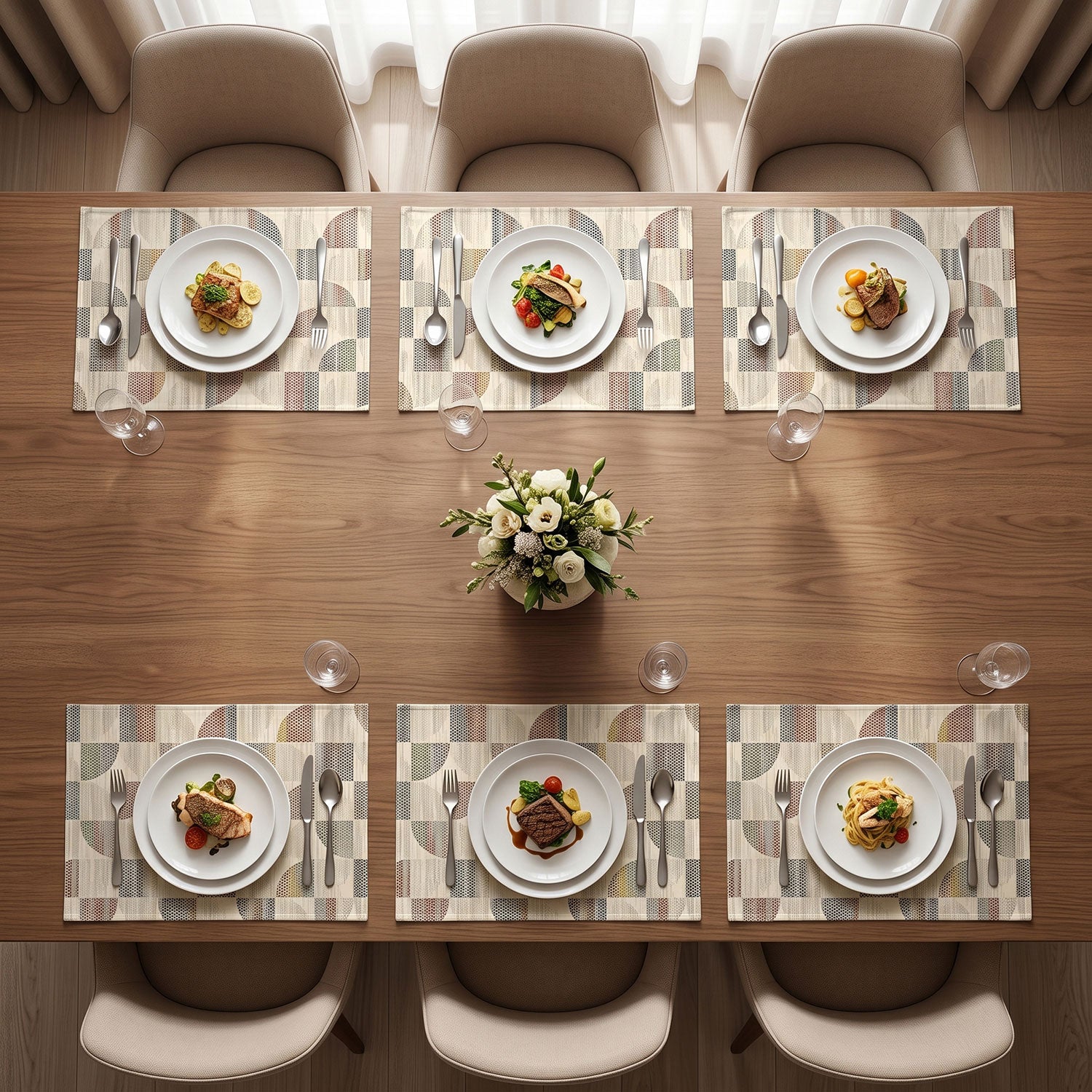 Mosaic dining table mats and placemats by Nylsa