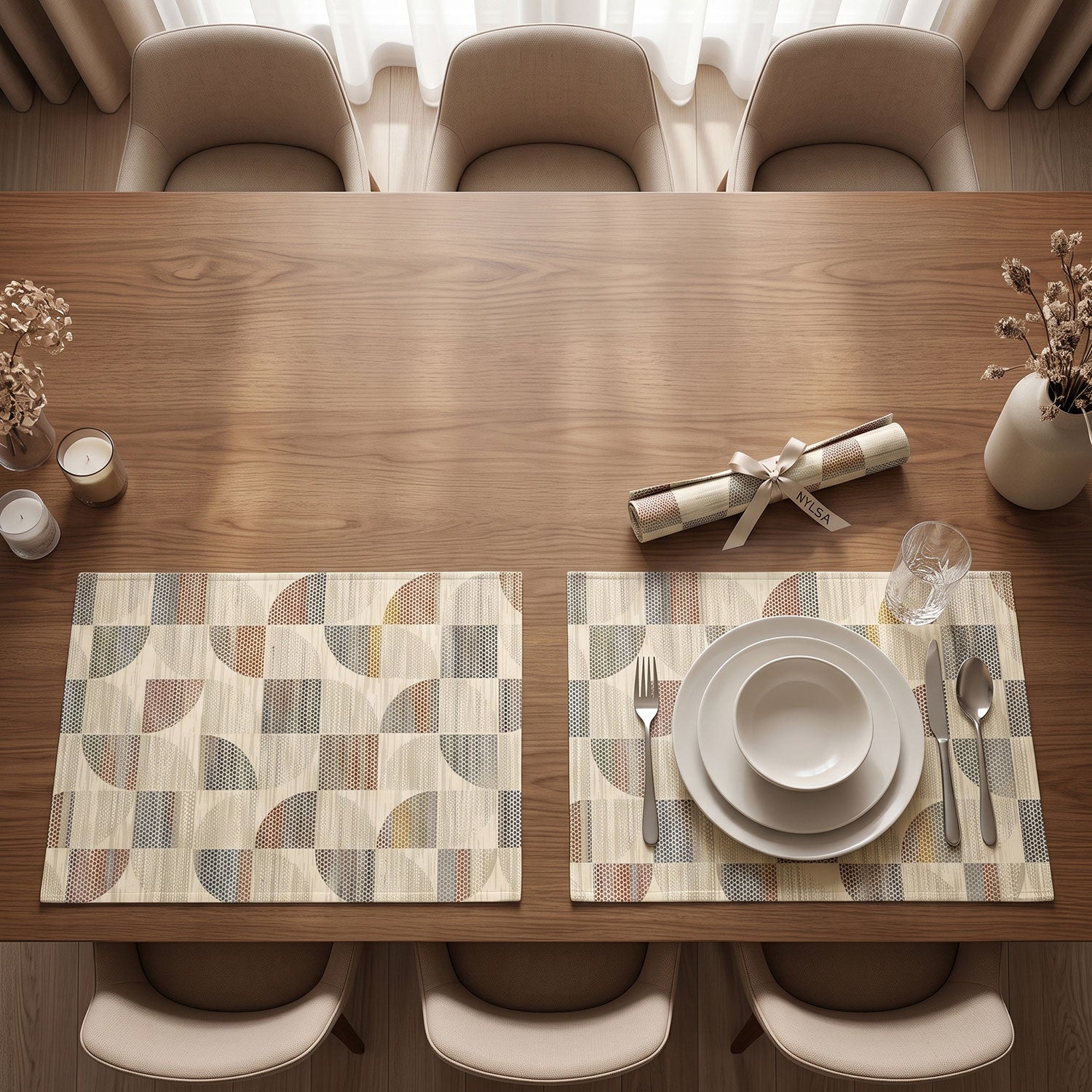 Mosaic dining table mats and placemats by Nylsa