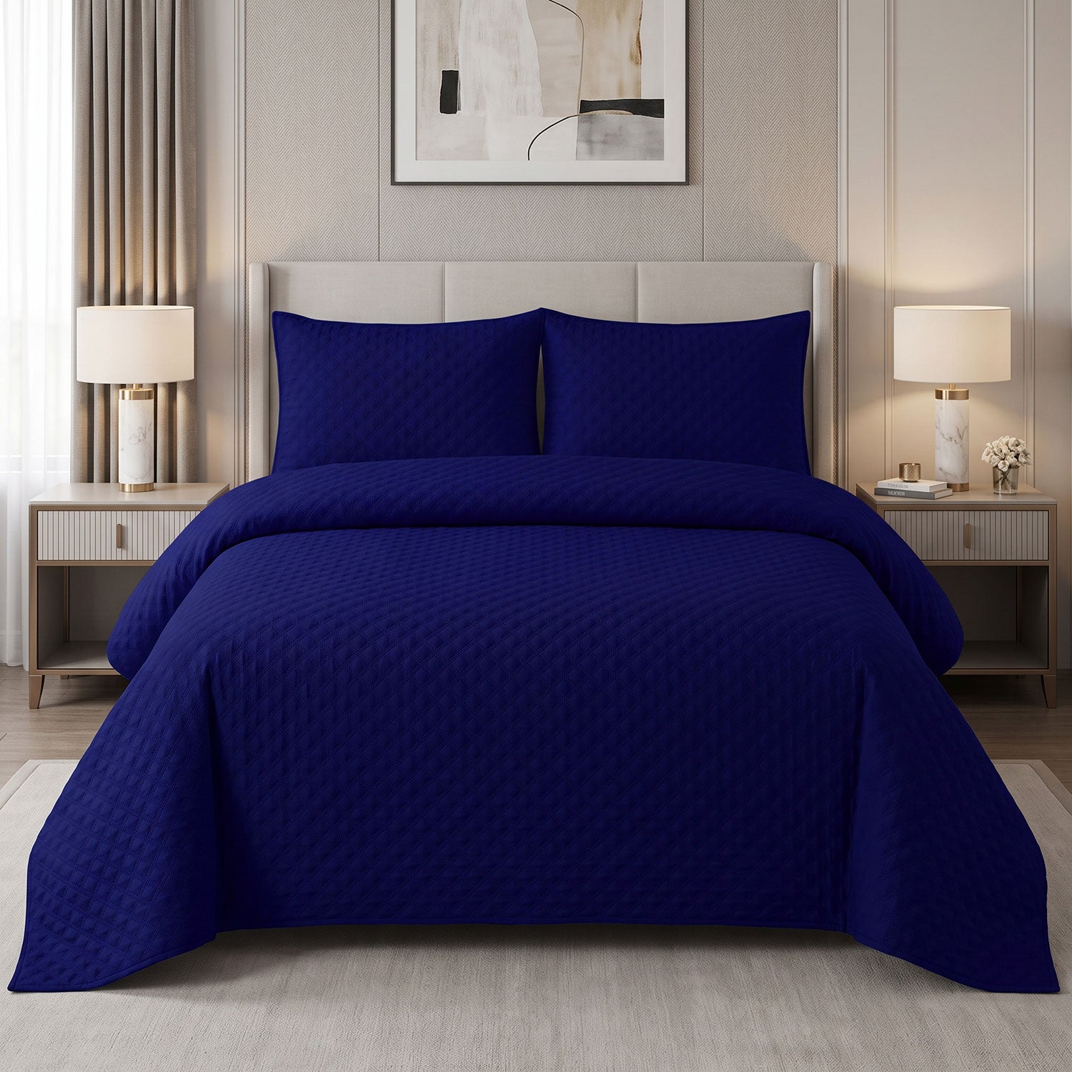 Royal Texture Quilted Bed Spread Set – King Size 3 Pcs