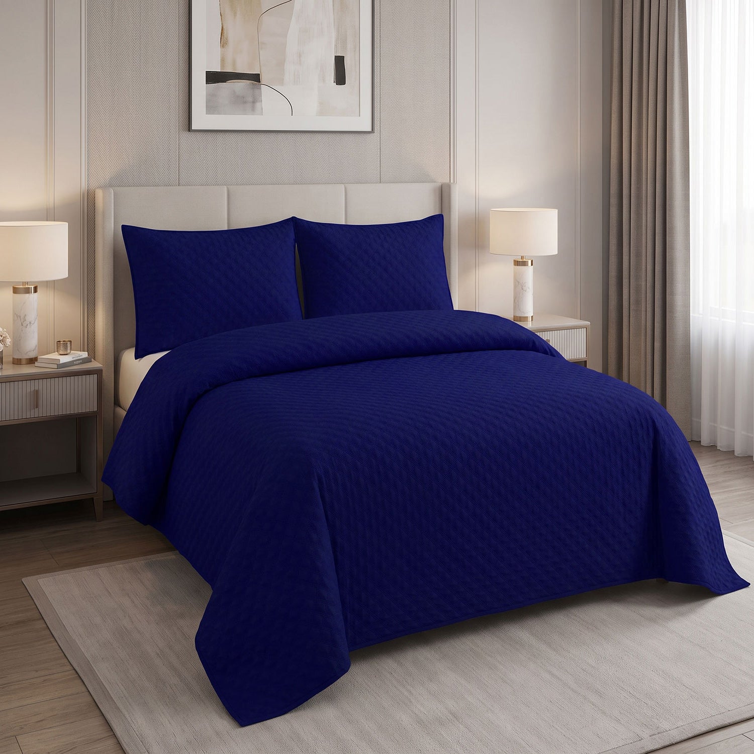 Royal Texture Quilted Bed Spread Set – King Size 3 Pcs