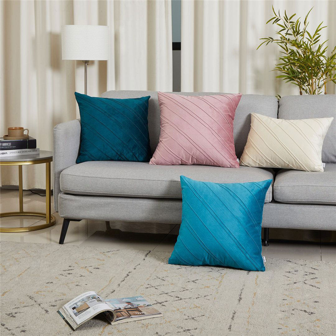Diagonal Pleat velvet cushion covers set of 4 by Nylsa