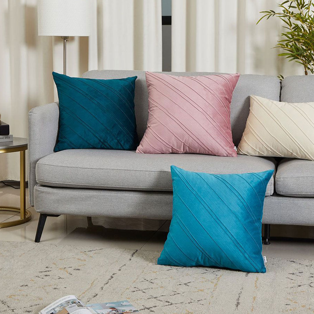 Diagonal Pleat velvet cushion covers set of 4 by Nylsa