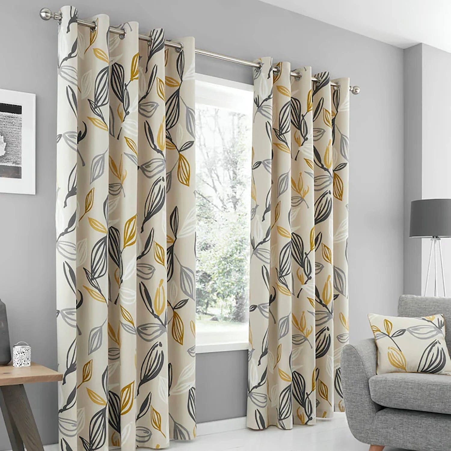 Willow Digital Printed Eyelet Curtains – Pair