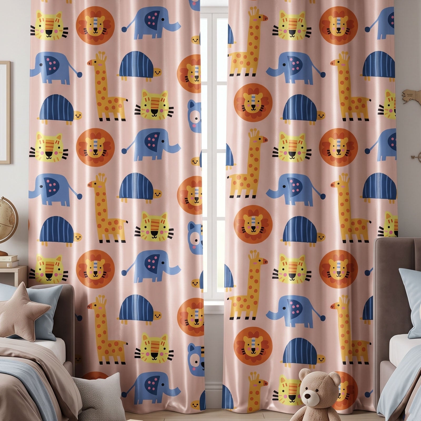 Giraffe Digital Printed Eyelet Curtains – Pair