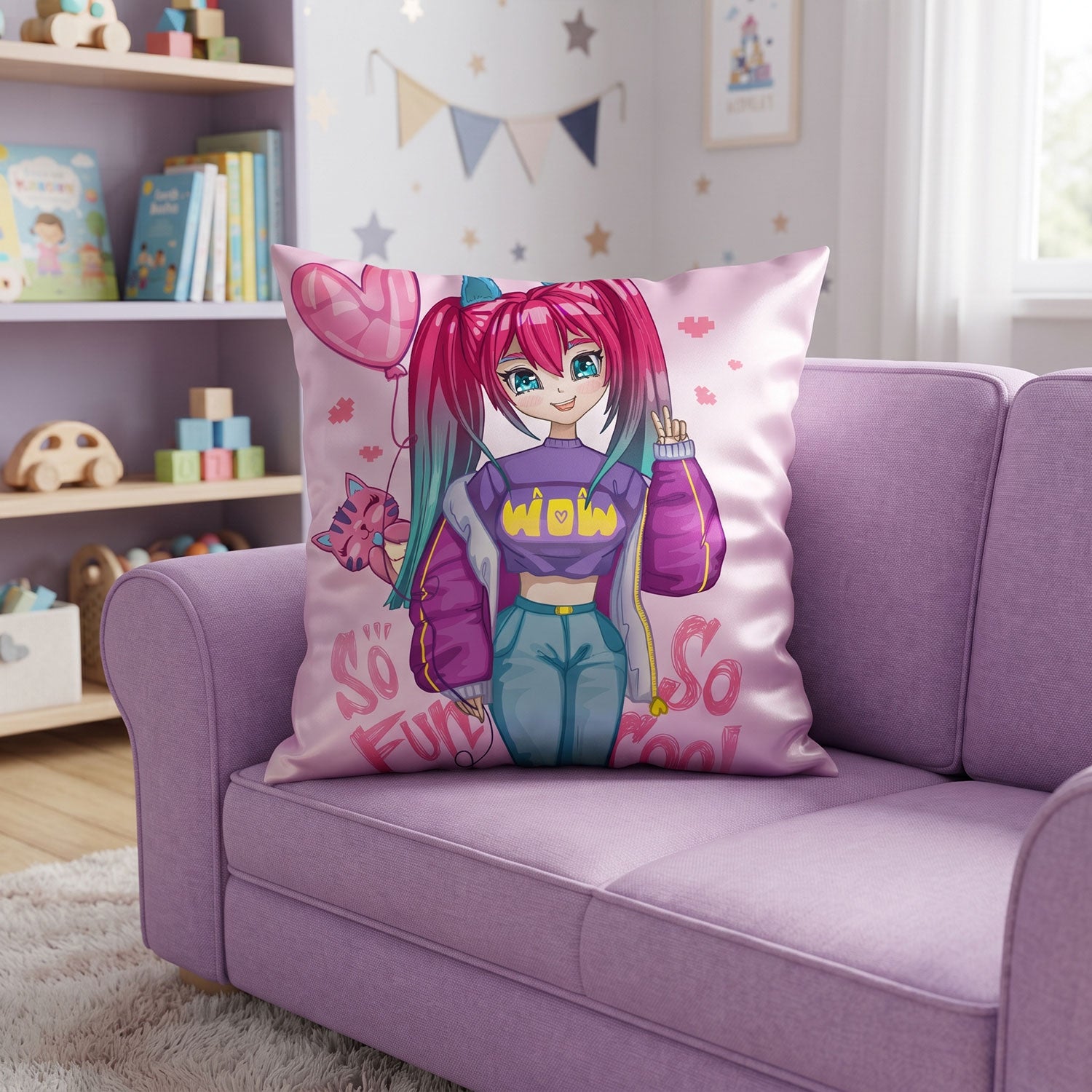 Cutie kids printed cushion cover by Nylsa