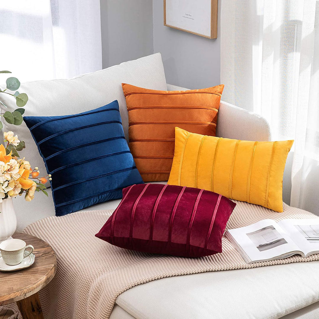 Double Pleat velvet cushion covers set of 4 by Nylsa