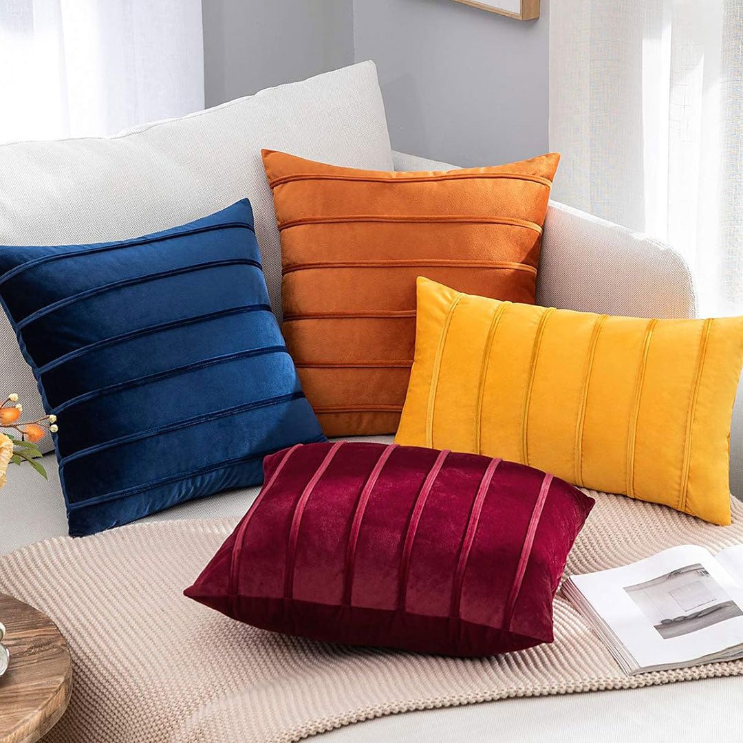Double Pleat velvet cushion covers set of 4 by Nylsa