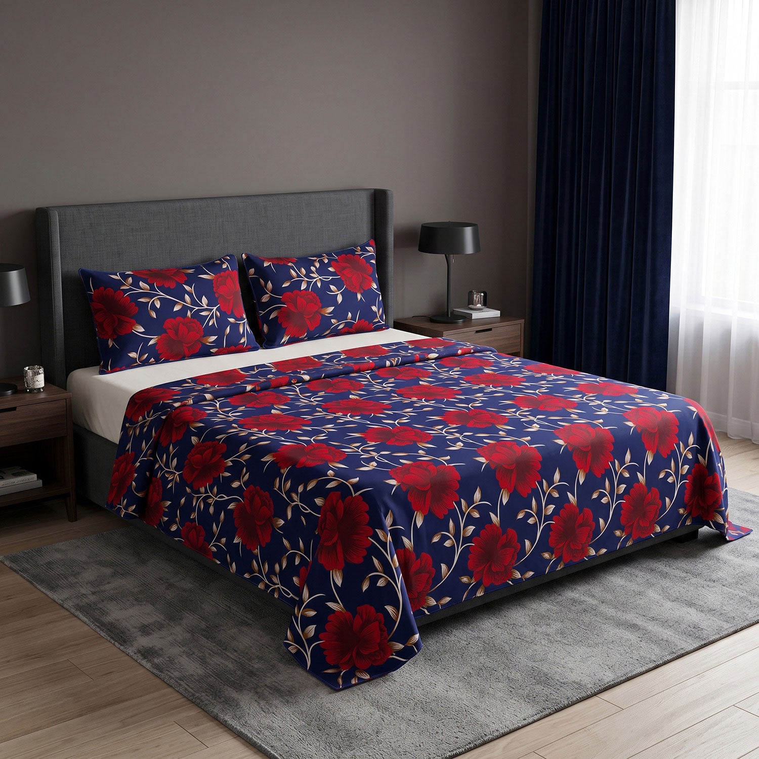 Roselle 3 Pcs King bed sheet set by Nylsa