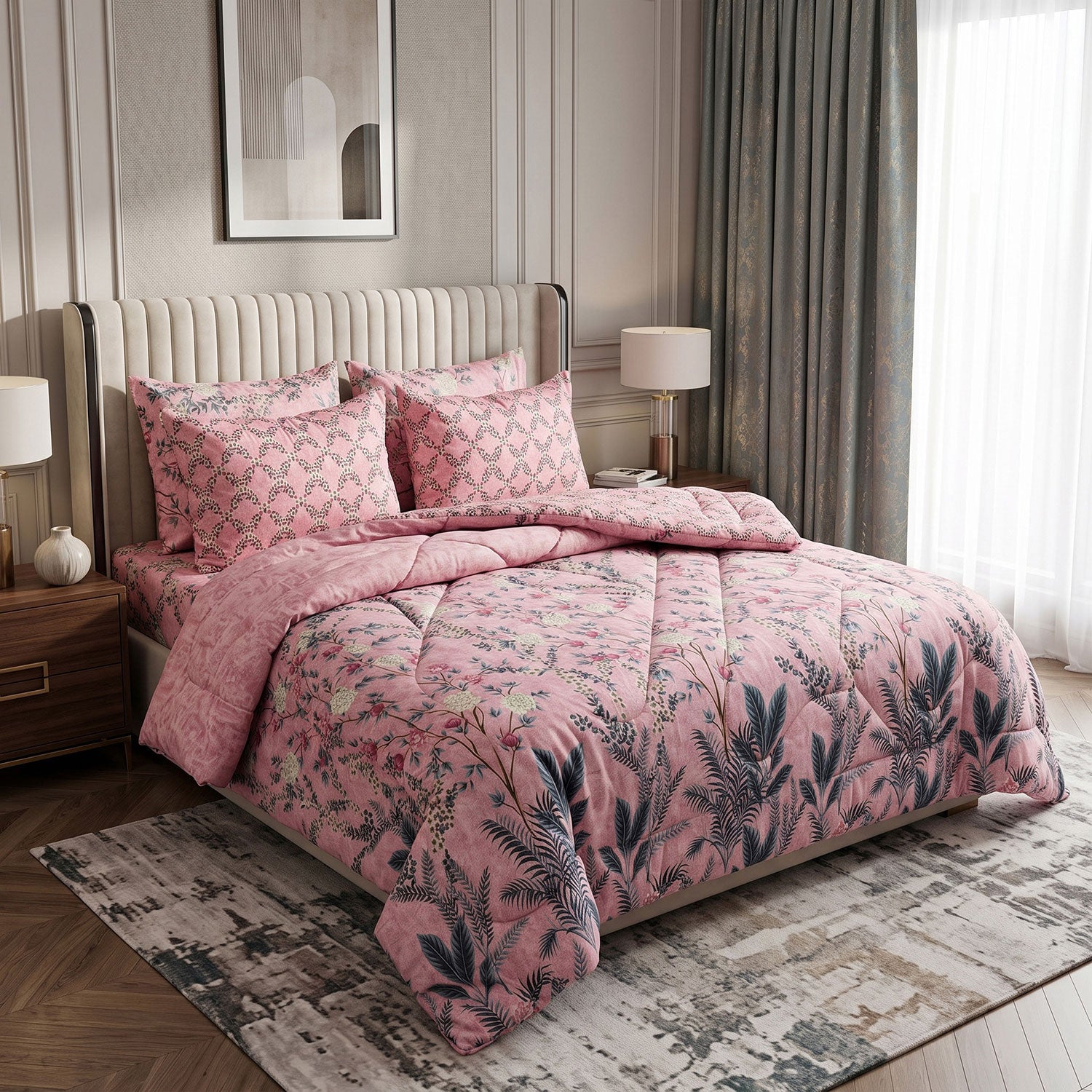 Flora 6 Pcs quilted comforter set by Nylsa