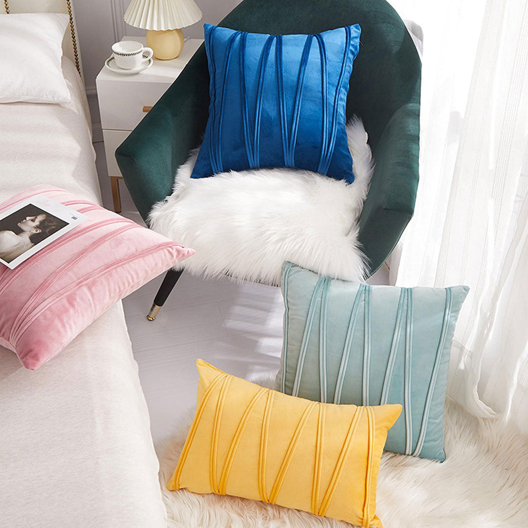 Double Pleat velvet cushion covers set of 4 by Nylsa