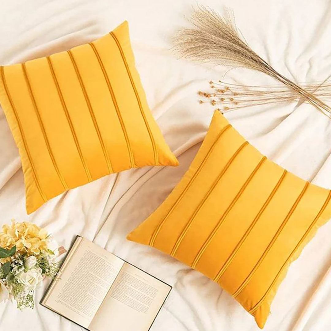 Pinstripe Pleat velvet cushion covers set of 2 by Nylsa