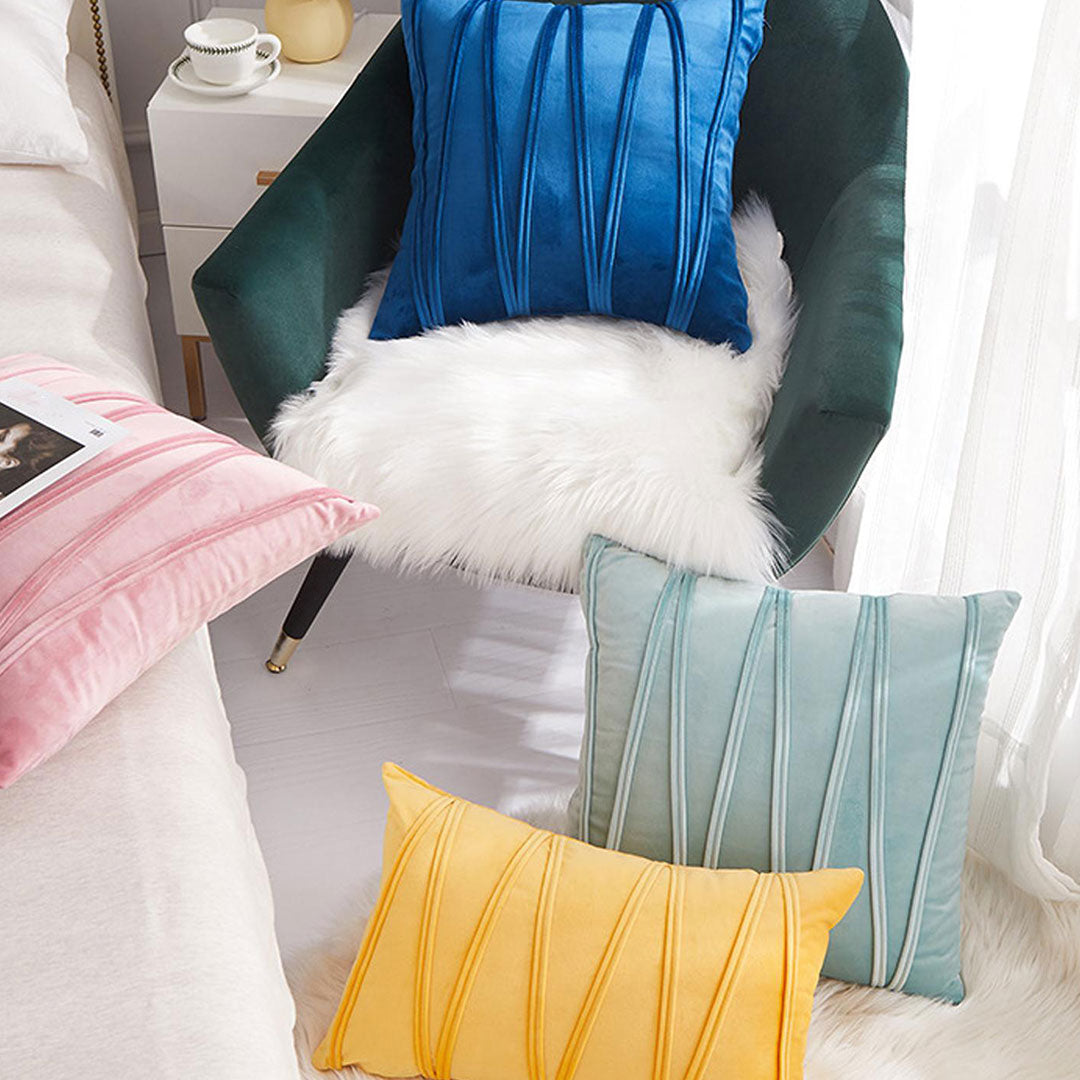 Double Pleat velvet cushion covers set of 4 by Nylsa