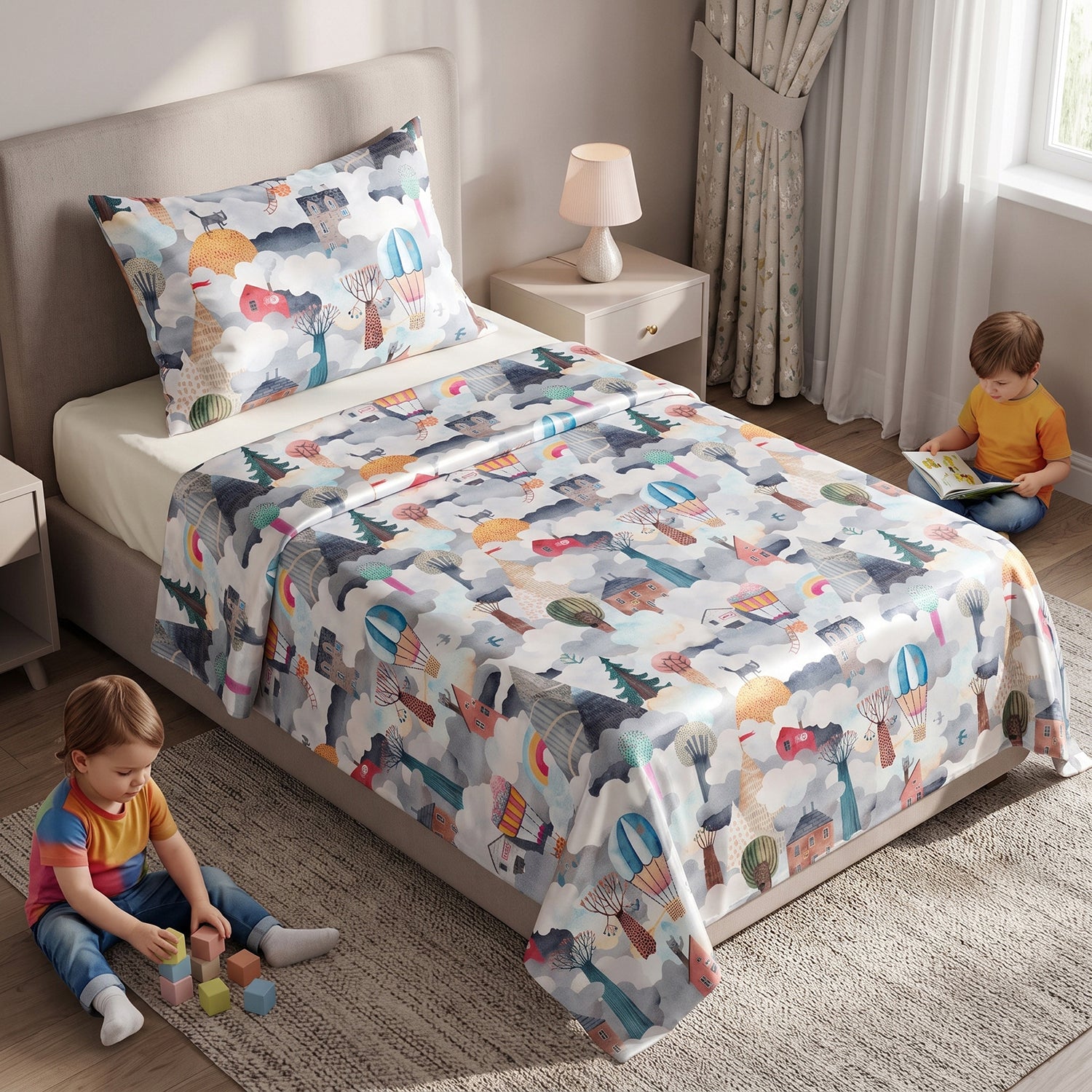 Dreamville kids printed bedsheet set 2 pcs by Nylsa