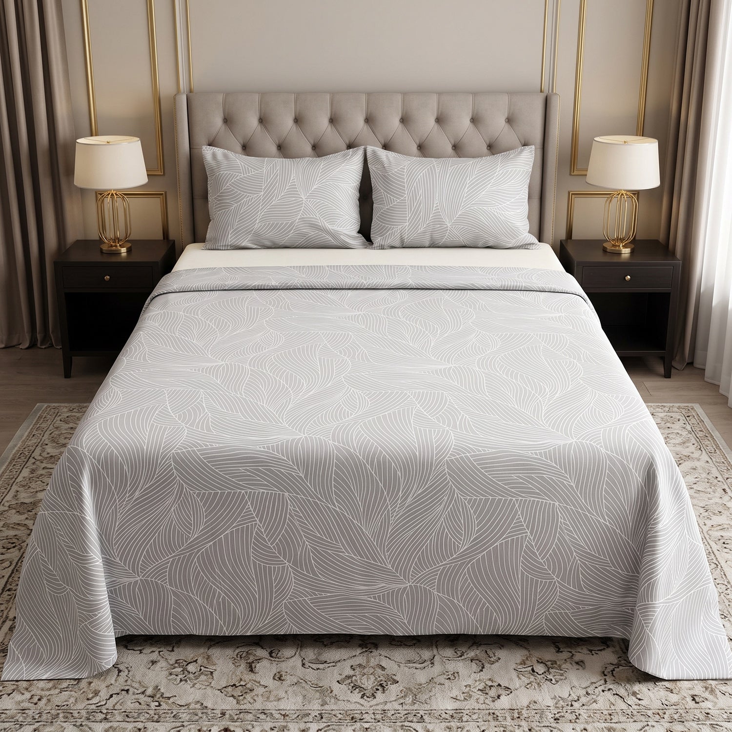 Willow Printed Bed Sheet Set – King Size 3 Pcs