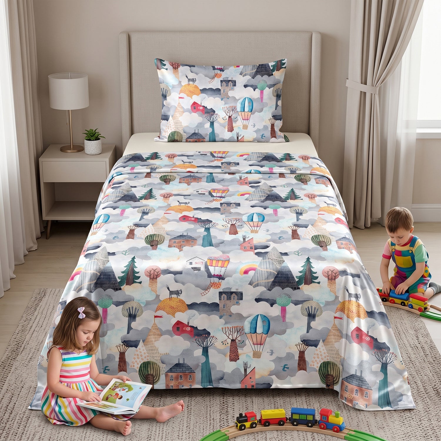 Dreamville kids printed bedsheet set 2 pcs by Nylsa
